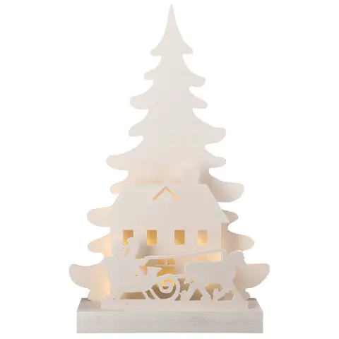 Silhouette White Christmas Tree with Chariot