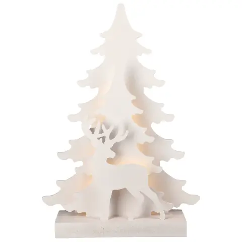 Silhouette White Christmas Tree with Reindeer