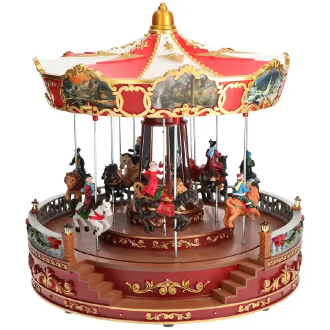 Red/Gold Animated Carousel with Luici Led Adapter Included