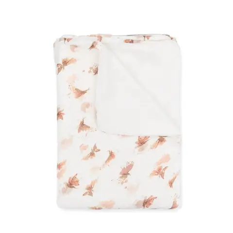 140x 100 Jersey Print Crib Blanket with Plush Plush Butterfly