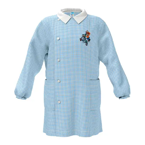 Grembiule Bambino 3755 Quadrettato Azzurro-3a