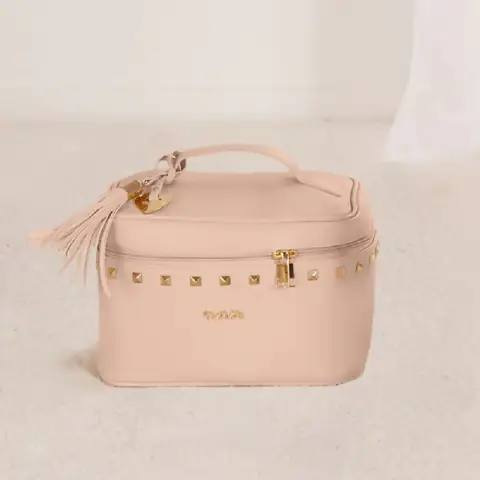 Pink Studded Faux Leather Colette Beauty