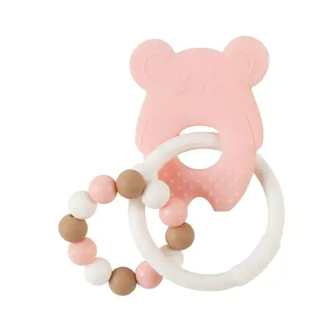 Pink and White Silicone Rattle