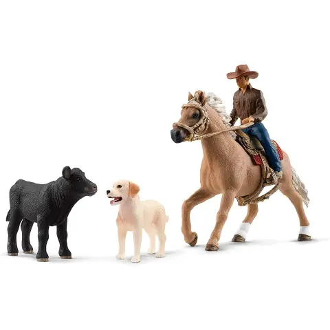 Schleich American Riding with Labrador and Calf