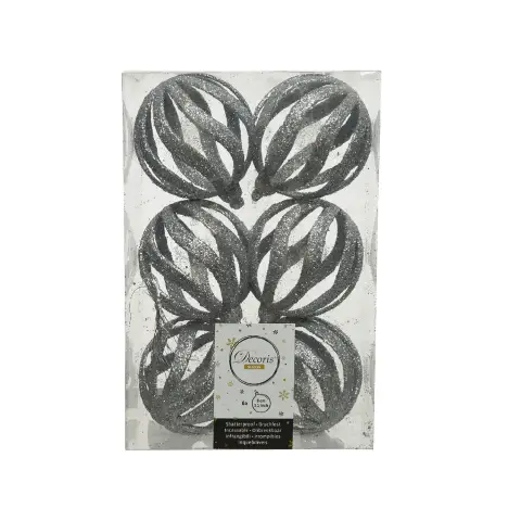 Christmas Box 6 Spheres Dia8cm. Silver