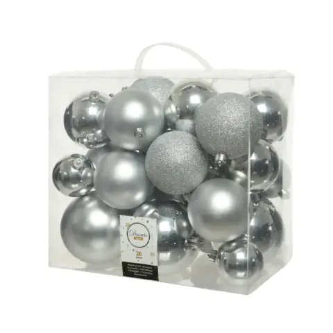 Box 26 Spheres Diameter 6/8/10cm. Silver
