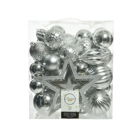 Box 50 Spheres Diameter 8 cm. Silver
