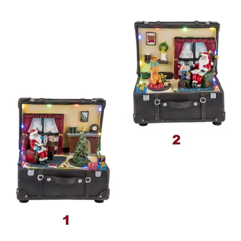 Christmas Scene In Suitcase With Animation Multicolor Led Lights - Assortment