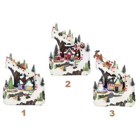 Animated Mountain Christmas Scene with Multicolor Led - Assorted Subjects