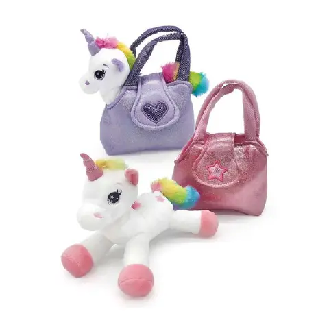 Peluche Unicorno 25cm. in Borsetta Assortito