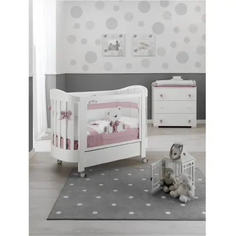 Erbesi Tato oval bed White Pink with plexiglass