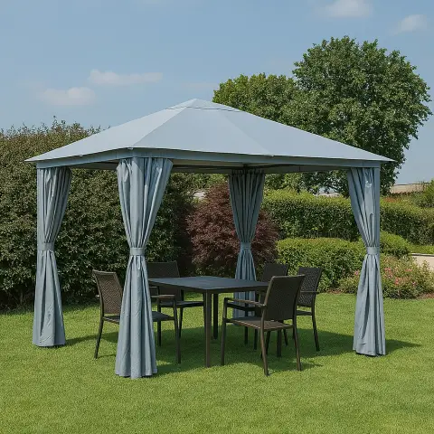 Fuenti Gazebo 3x3.6 White with Light Gray Canvas