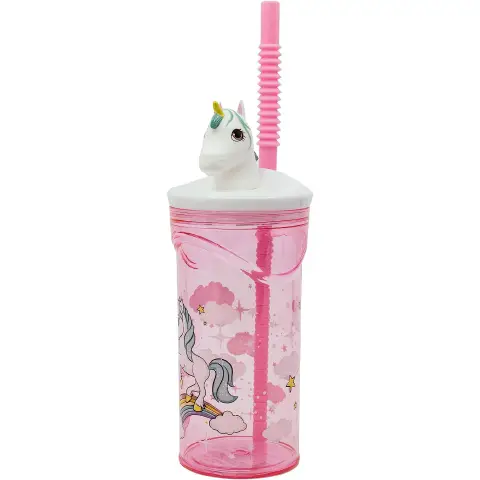 Unicorn Glass with Straw 3D Tritan