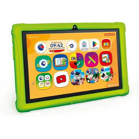 Clempad 10" 3-6 Years Green Bumper, A Real Tablet for Kids