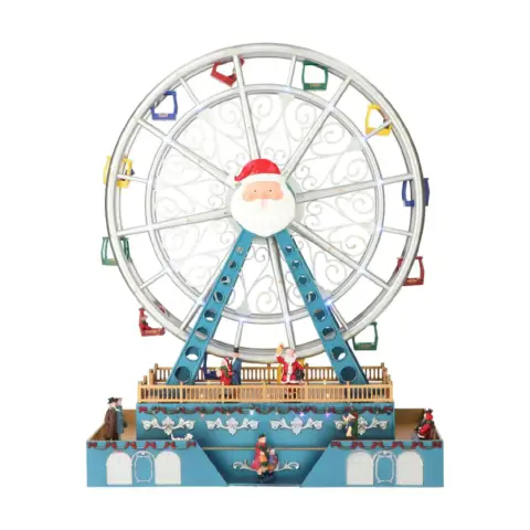 Animated Christmas Ferris Wheel with Adapter and LED, Blue Silver