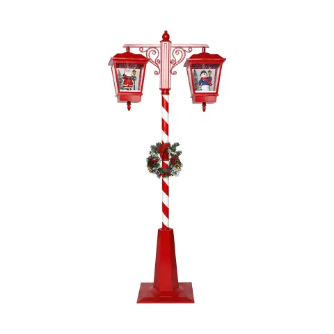 Double Christmas Lantern with Moving Snow: Red and White