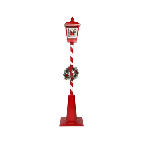 Christmas Lantern with Moving Snow: Red and White