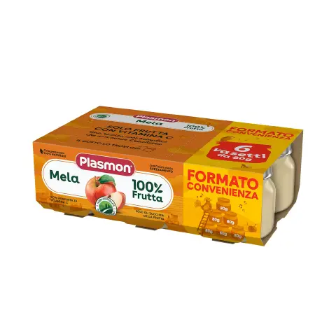 Plasmon Omogeneizzato Frutta - Mela, 80g x 6 - per Bambini