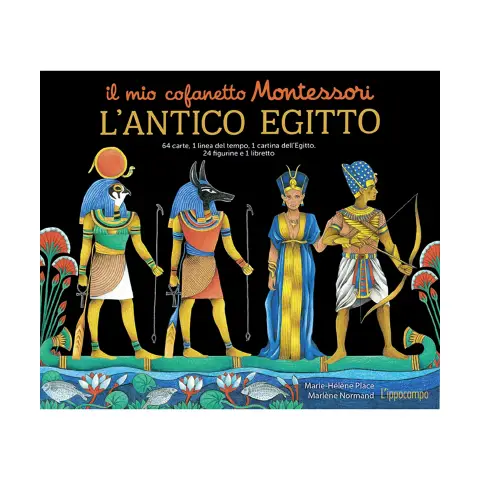 L'Antico Egitto Cofanetto Montessori con Schede, Figurine, Carta Geografica, Libretto Attività