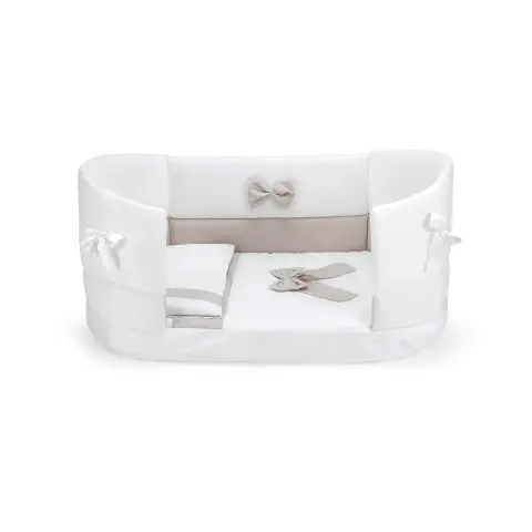 Candy Duvet for Cradle Oval Set 3 Pieces White Dove Grey Pali