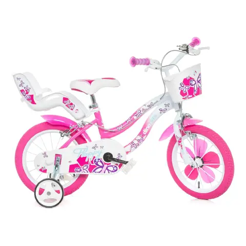 Dino Bikes Bicicletta Bambina 16" Flappy con Rotelle Stabilizzatrici