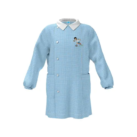 Nursery School Child Apron 4043 Squared Light Blue 3 Years Old