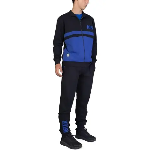 Pigiama Tuta Garzata Nera Con Zip Intera Inter XL