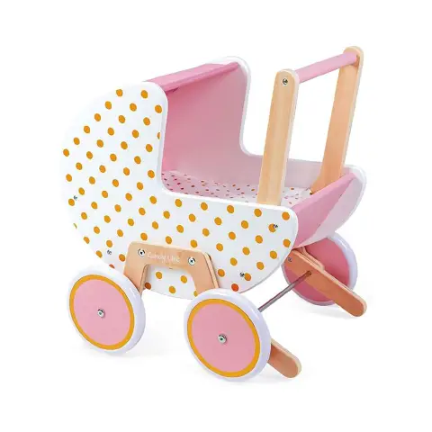 Janod - Candy Chic Wooden Carriage with Cushion and Cover