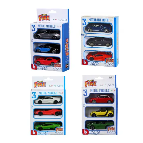 Auto 1:43 Street Fire 3 Pack Edition Confezione con Tre Modelli Casuali