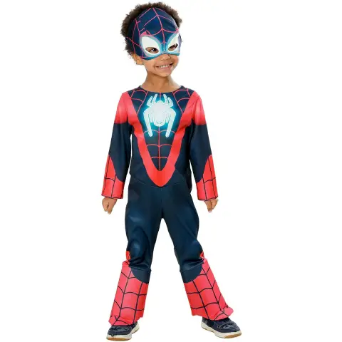 Costume Miles Morales Glow In The Dark per Bambini - Taglia Toddler - 2/3 anni