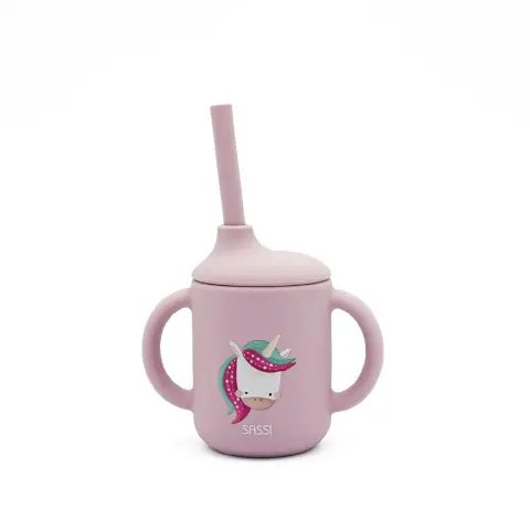 Glass With Silicone Straw - Unicorn Sparkly
