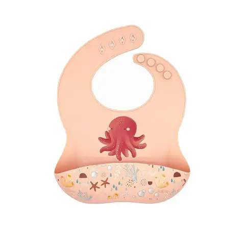 Bib With Silicone Pocket - Slurpy Octopus