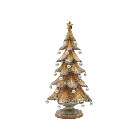 Christmas Pine Tree In Polyester With Pearls 36x19 Cm