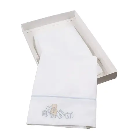 Set Lenzuola Carrozzina Dadini Azzurro 3 Pezzi