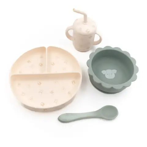 Bamboom Set Bimbo in Silicone Piatto Scodella Cucchiaio Bicchiere Animal Friends