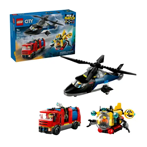 Lego City - Elicottero, Autopompa e Sottomarino 60462