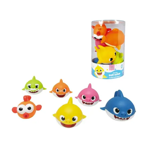 Baby Shark Barattolo Set 6 Personaggi Per Bagnetto