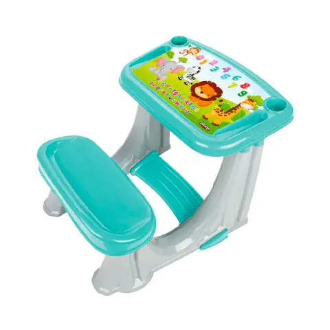 Banco Scuola per Bambini con Scrivania Integrata per Studio e Gioco, Turchese