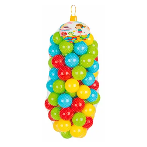 Palline in Plastica per Piscine Gioco, 100 Palline ø 6 cm. in Rete Colori Assortiti