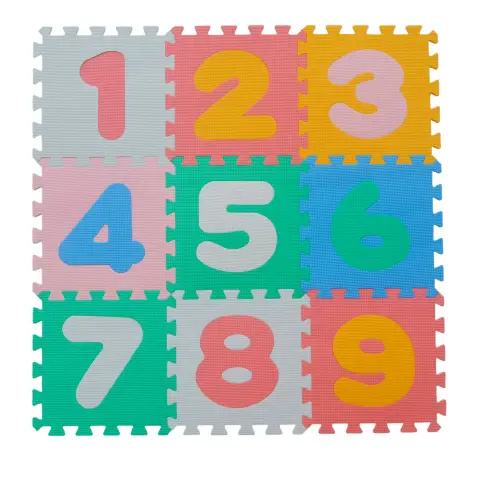 Tappetino Eva Puzzle Mat dei Numeri, Morbido e Sicuro, 9 Pezzi cm.30x30 Spessore 1 cm.