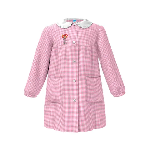 Grembiule Bambina Asilo Bambina Rossa Quadrettato Rosa 2 Anni