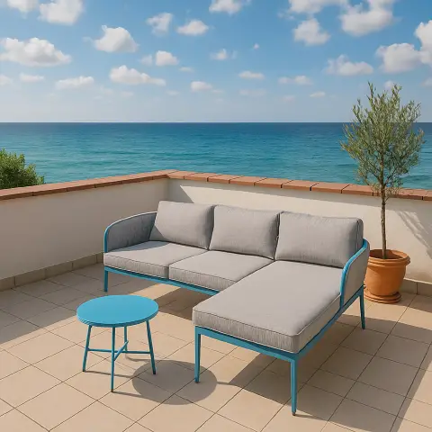 Salottino Tropea Lounge Turchese Con Chaise Lounge