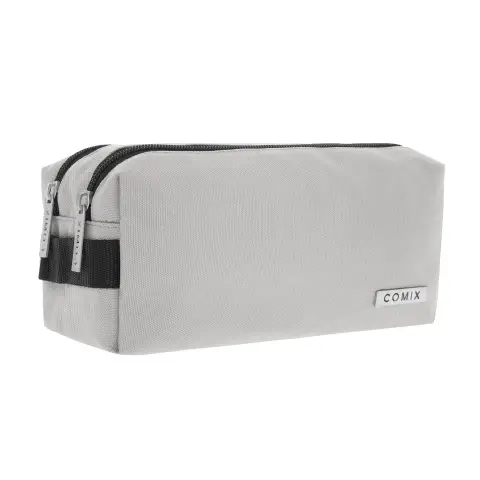 Comix Astuccio Portapenne Scuola 2 Zip Monocolore Taupe
