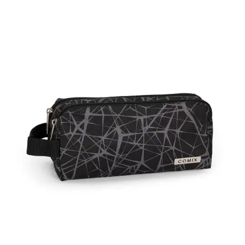 Comix Astuccio Portapenne Scuola 2 Zip Allover Grid