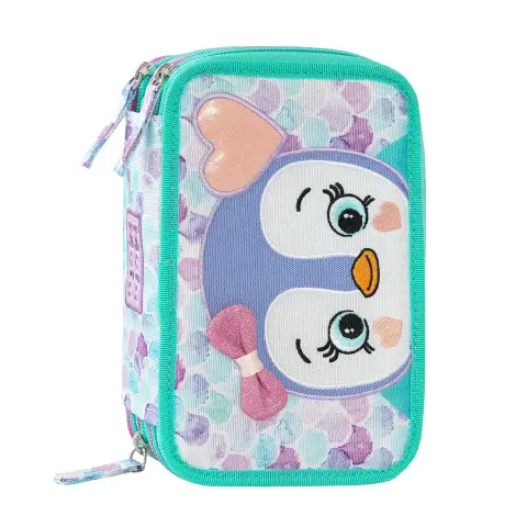 Mofumofu Astuccio Scuola Corredo 3 Zip Pinguino