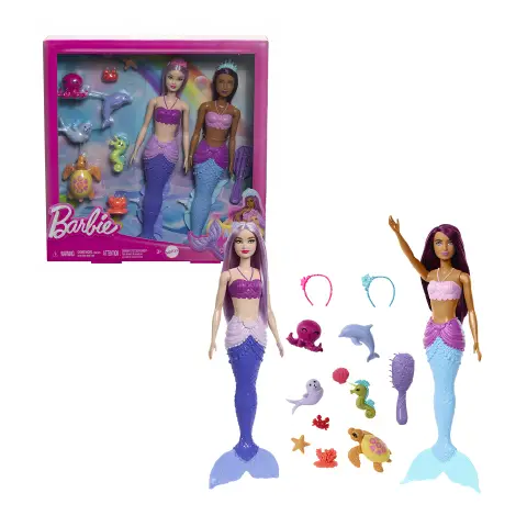 Set 2 Barbie Sirene con 10+ Accessori e Amici Marini -  HRG71