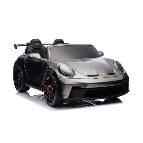 Auto Elettrica per Bambini Porsche 911 GT3 Grigio Argento con Sedili in Pelle e 2 Motori da 35W