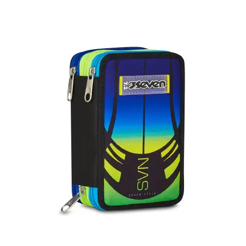 Nuanced Astuccio Scuola 3 Zip Reflex Blue