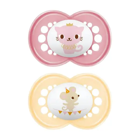 Succhietto Original Silicone Circular 2 pezzi, 6-16 Mesi Rosa