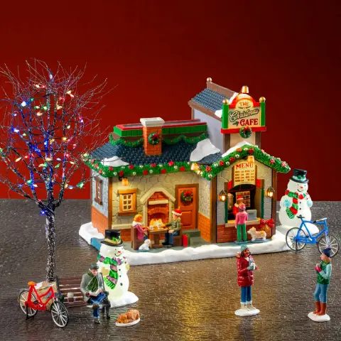 Lemax The Christmas Café Set con Luci e Dettagli in Resina